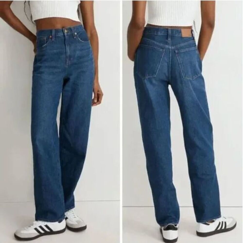 NEW Madewell Baggy Straight Jeans in Dark Worn Indigo Wash, 29